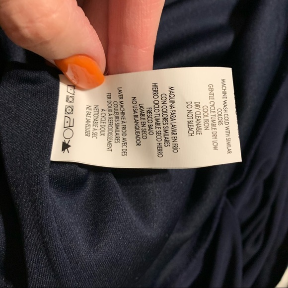 MARINA Navy Blue Ruffle Wrap Dress Wedding Prom S - Picture 7 of 10